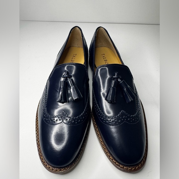 Talbots Women’s Navy Blue Napa Leather Leighton Brogue Loafers Sz 6.5 - Picture 2 of 9